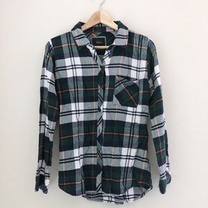 Rails Plaid Flannel Green Navy Button Down